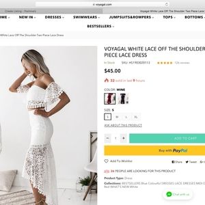 VOYAGAL WHITE LACE OFF THE SHOULDER TWO PIECE LACE
